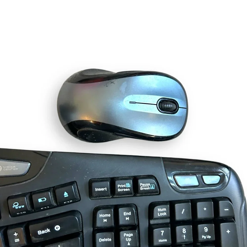 Logitech Wireless Wave K350 Keyboard w/ Mini Receiver, Mouse, No Dongle, Tested